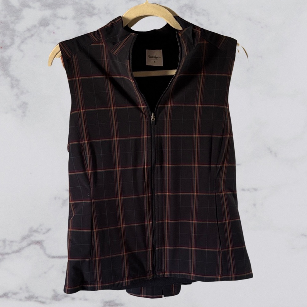 Walter Hagen Blue plaid with yellow highlights Zip-Up Vest